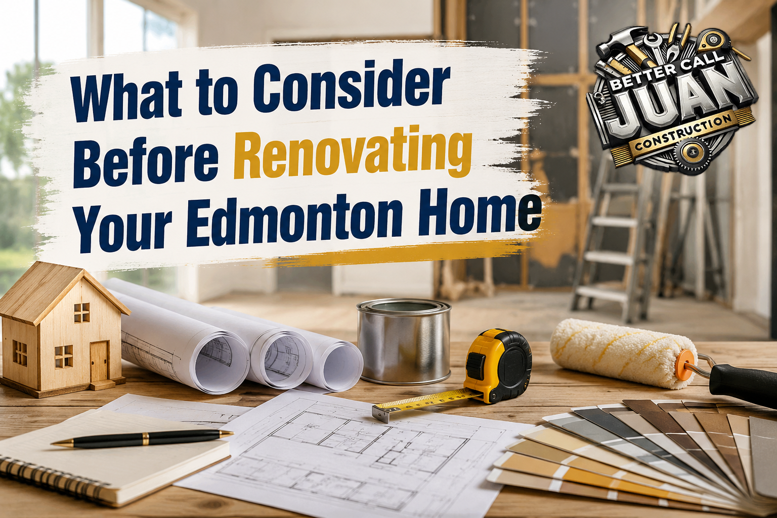 Home renovation planning in Edmonton with modern kitchen and living space